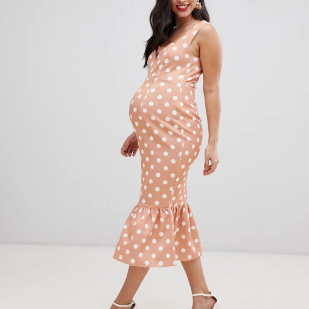 ASOS peach polka dot maternity dress